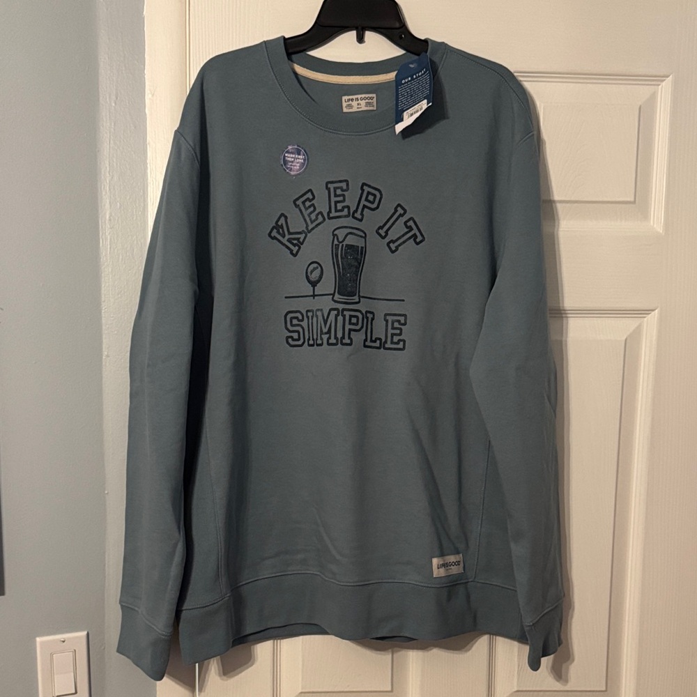 Life Is Good Keep It Simple Crewneck Sweatshirt - Slate Blue